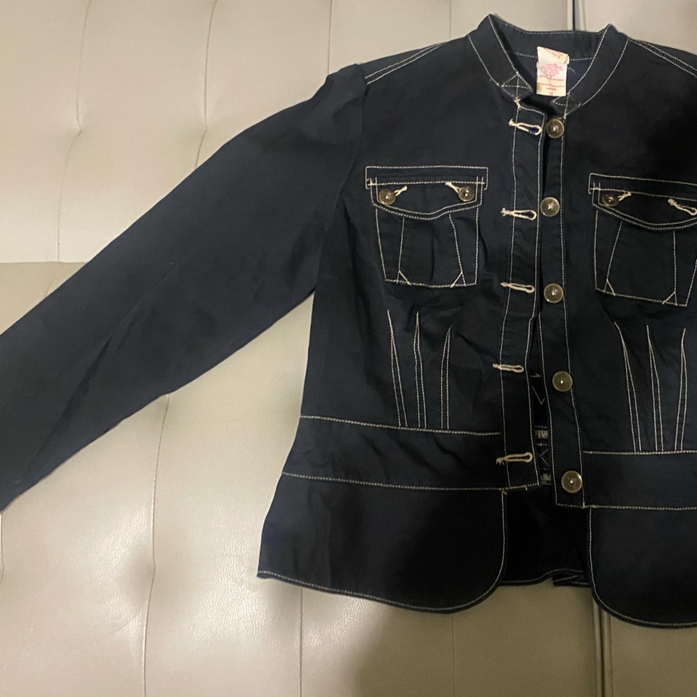 Faded Glory Black Jacket with White Contrast Stitching